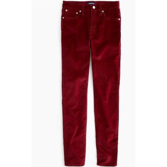 NWT J. CREW• Sz 28 High-rise Maroon Velvet Jeans - Picture 5 of 6